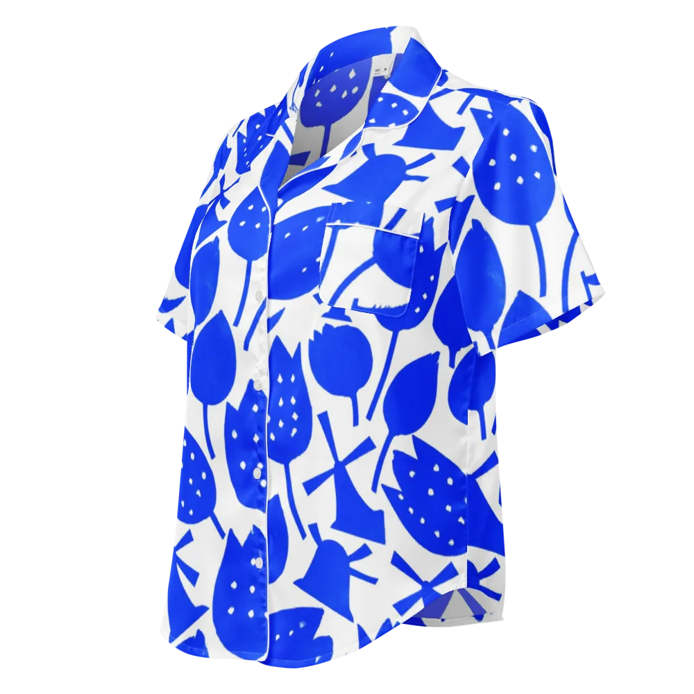 Bluebell Static on Women's Short Sleeve Pajama Top — Left Front