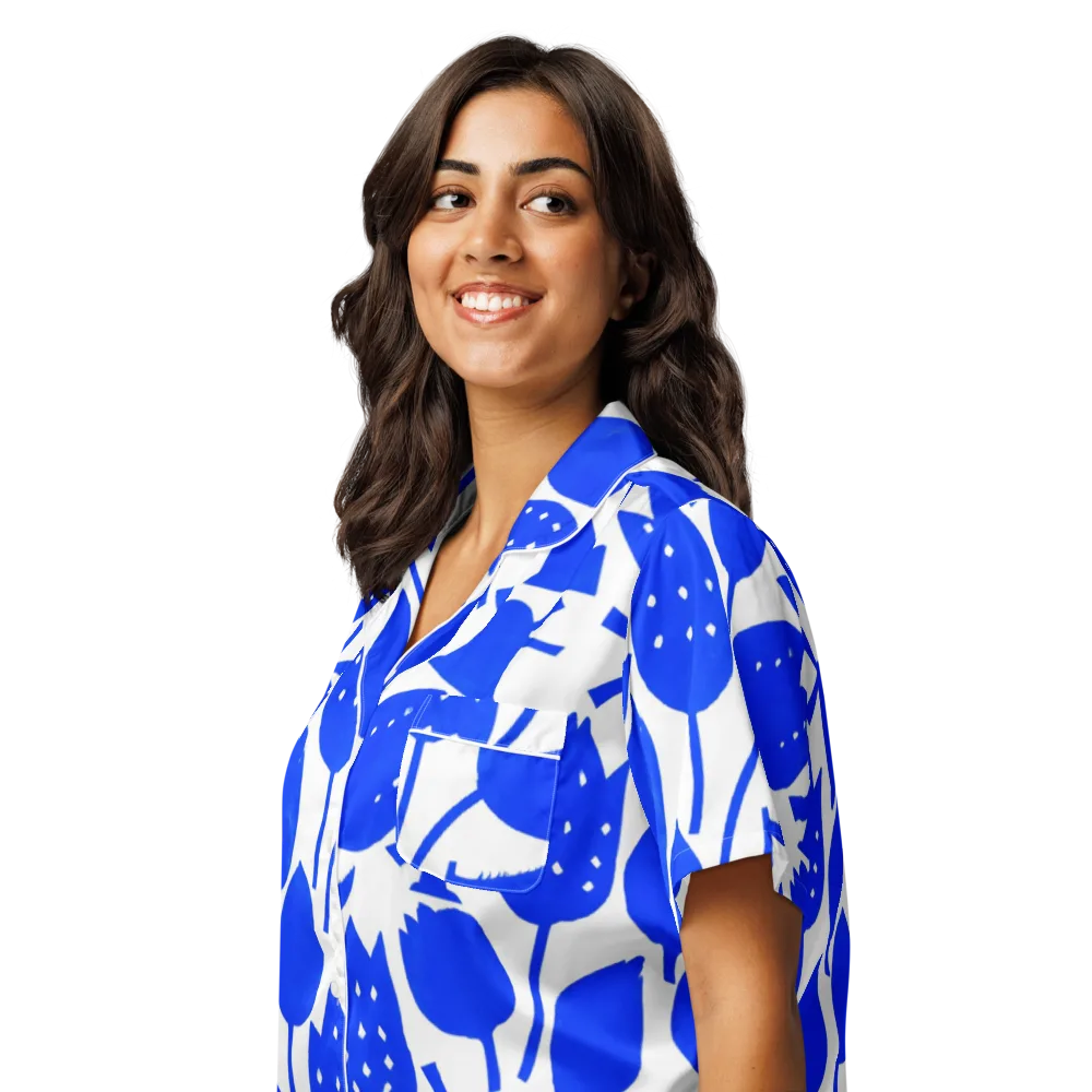 Bluebell Static on Women's Short Sleeve Pajama Top — Left Front