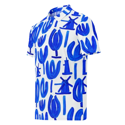 Cobalt Wind Garden on a Men's Slim Fit Polo Shirt