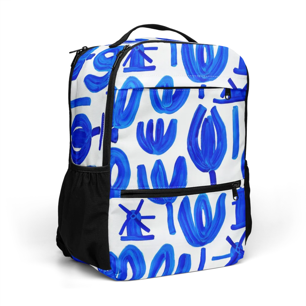 Cobalt Wind Garden on Utility Backpack — Right Front