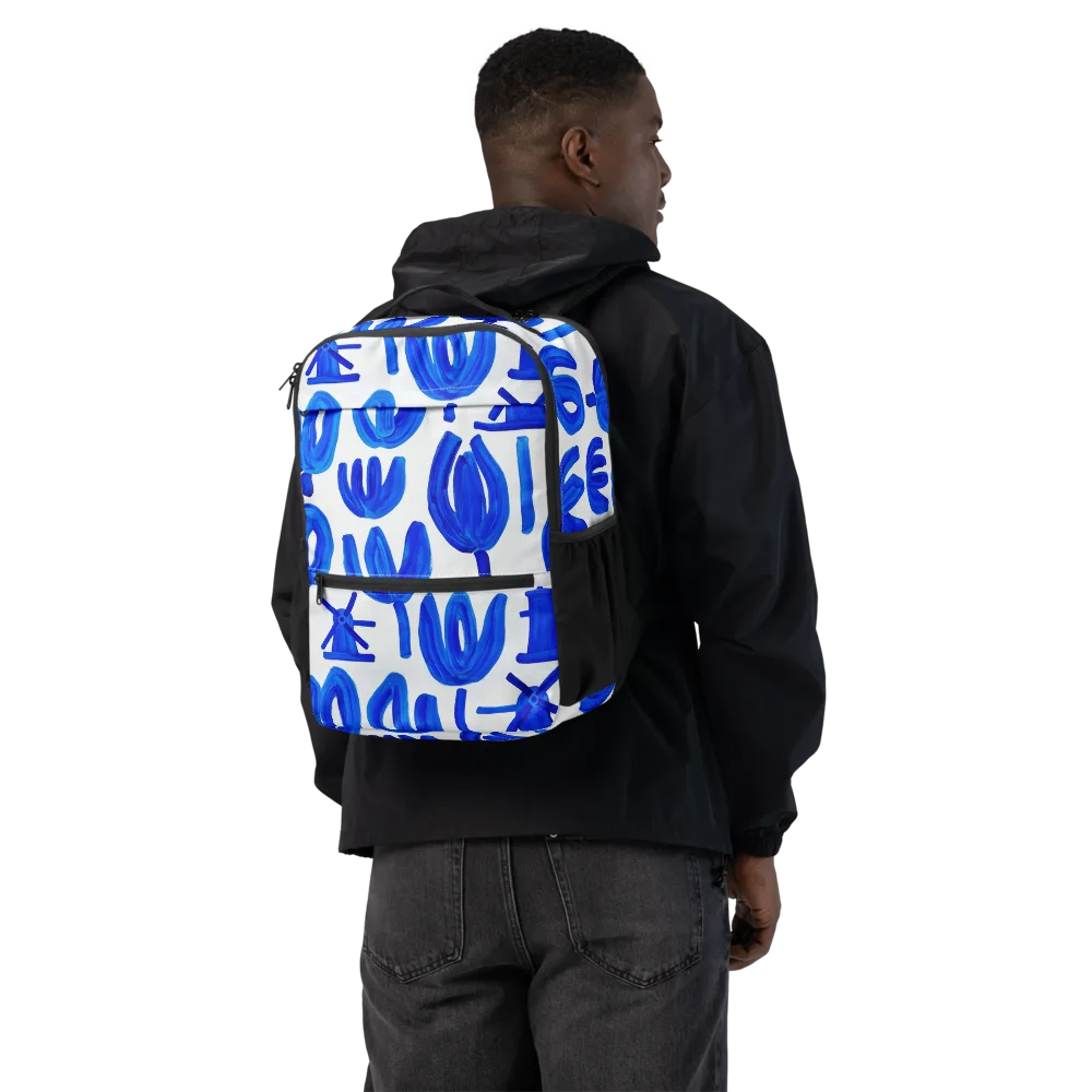 Cobalt Wind Garden on Utility Backpack — Back