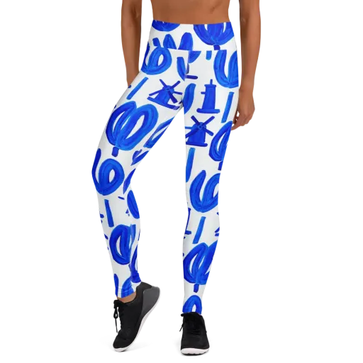 Cobalt Wind Garden on a Yoga Leggings