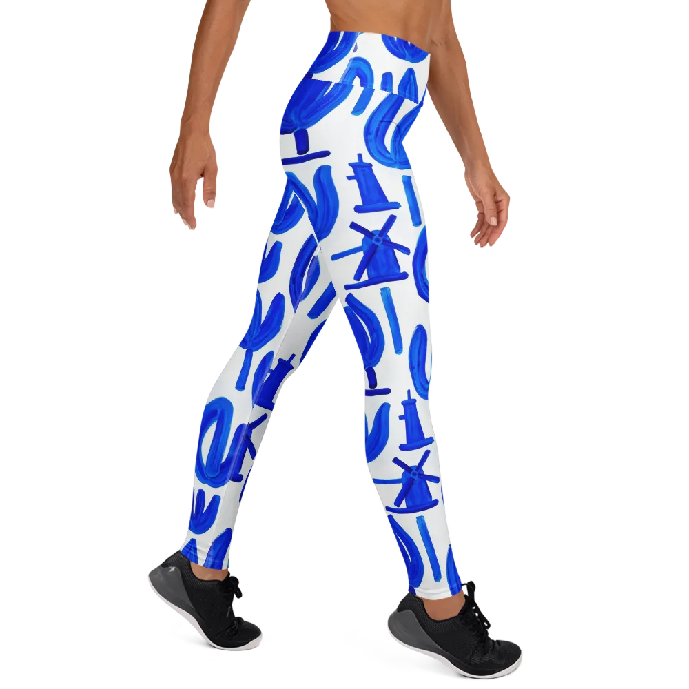 Cobalt Wind Garden on Yoga Leggings — Right