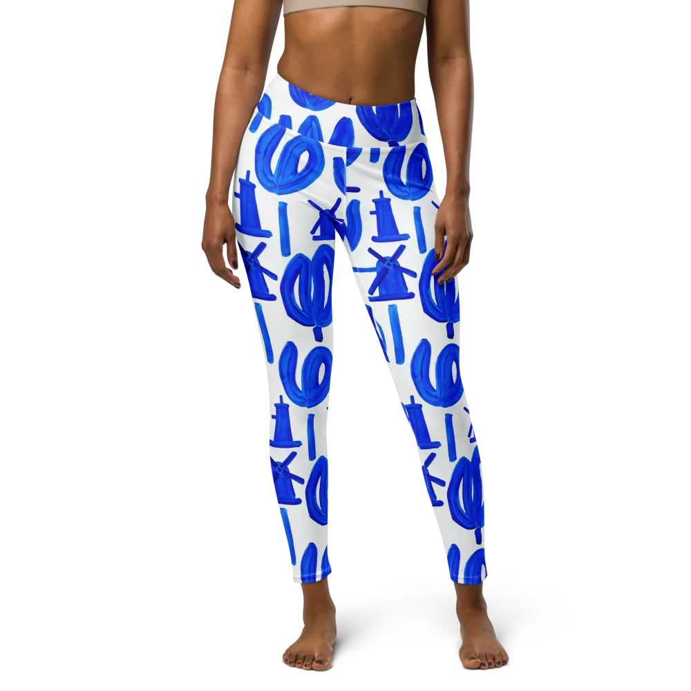 Cobalt Wind Garden on Yoga Leggings — Front