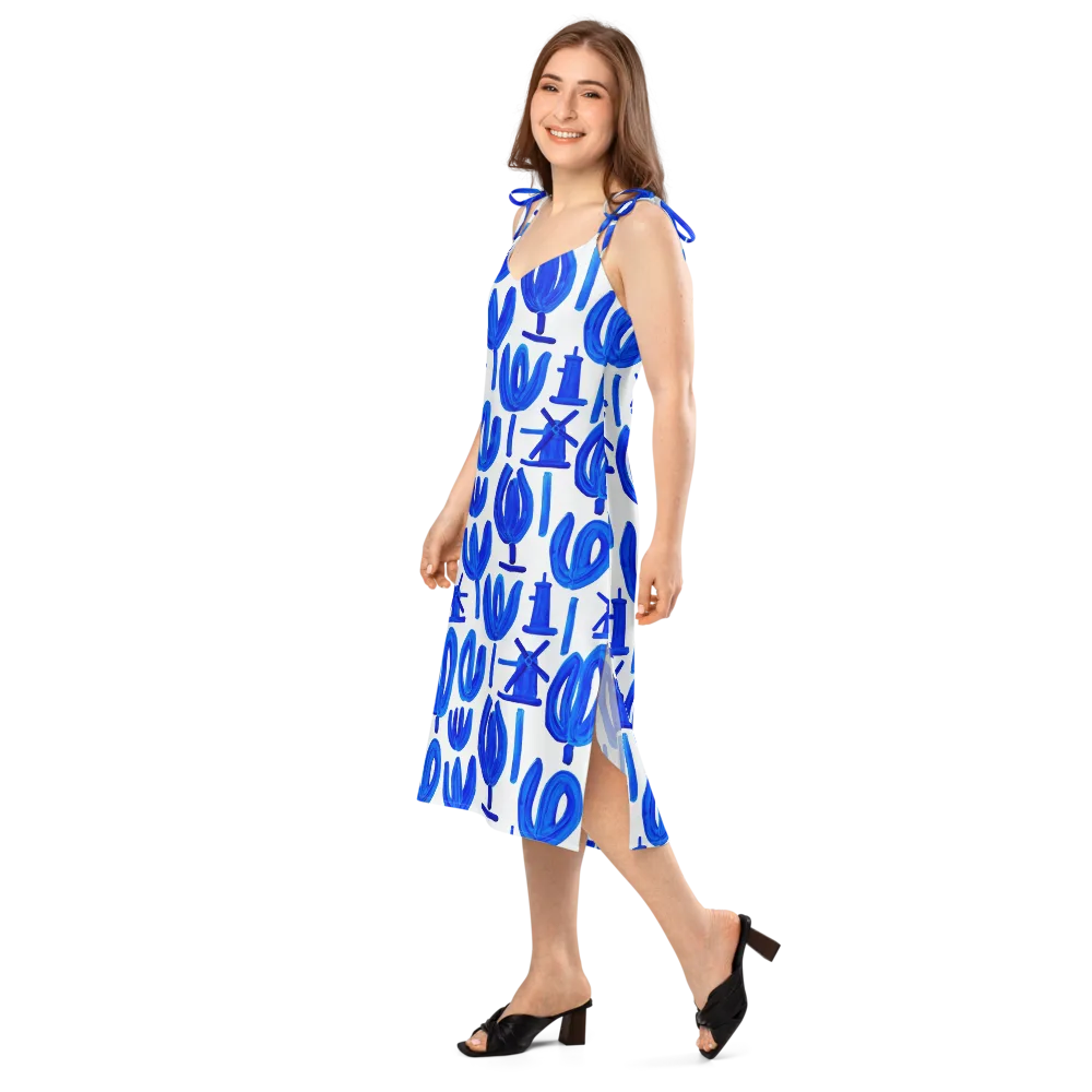 Cobalt Wind Garden on Slip Dress — Left Front