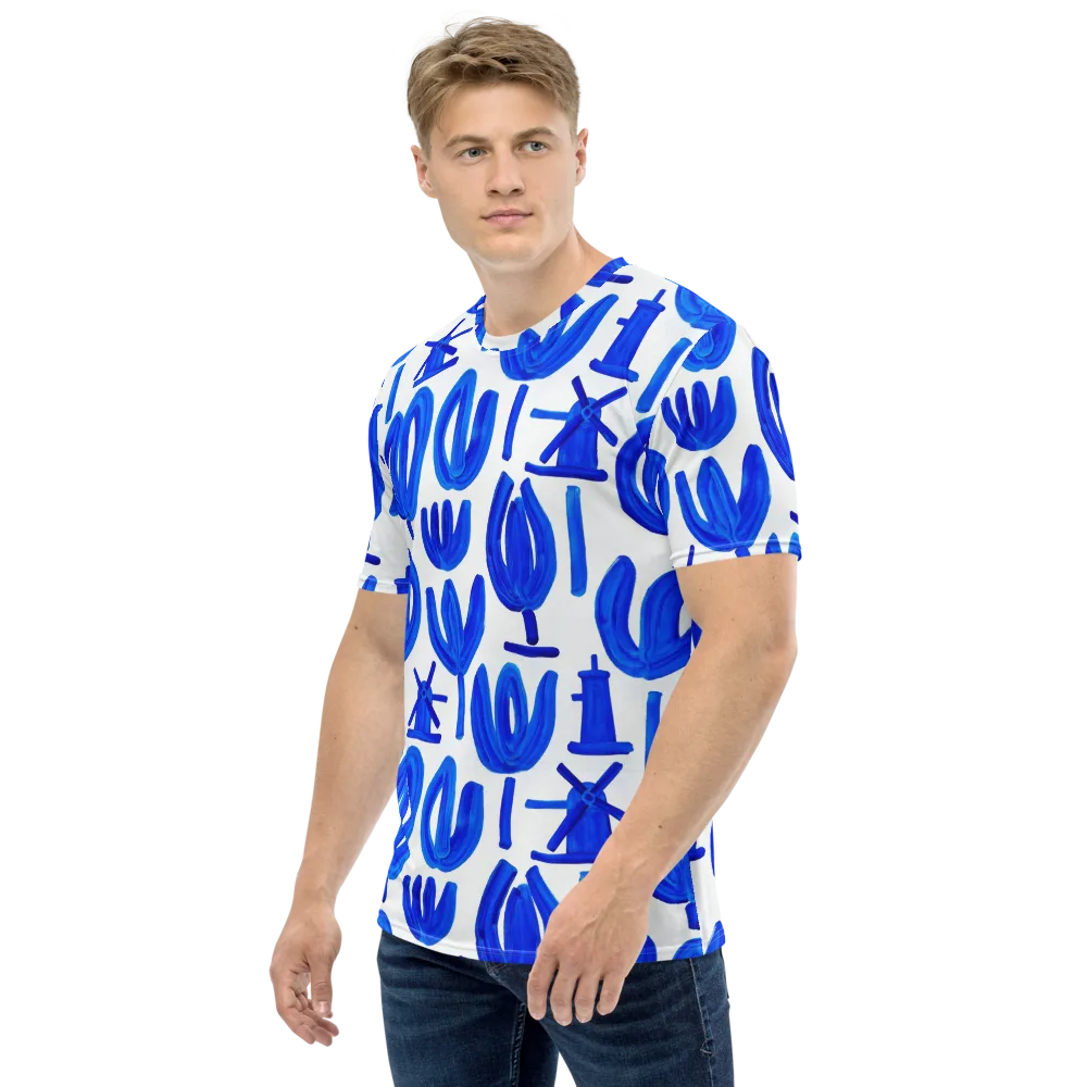 Cobalt Wind Garden on Men's Crew Neck T-Shirt — Left