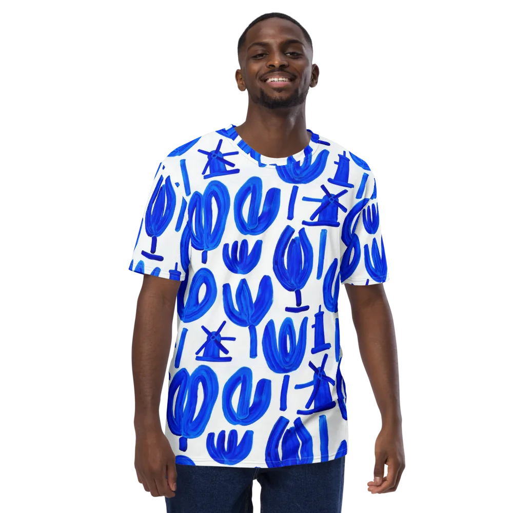 Cobalt Wind Garden on Men's Crew Neck T-Shirt — Front