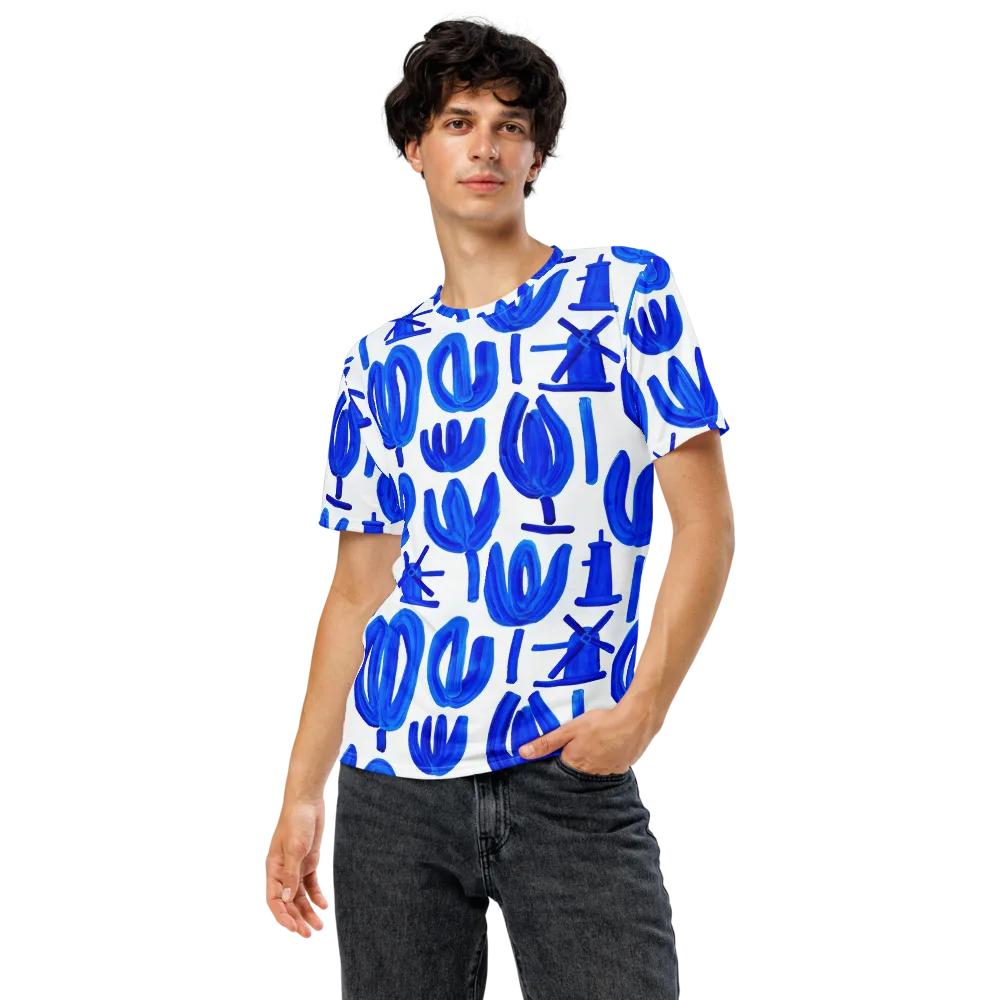 Cobalt Wind Garden on Men's Crew Neck T-Shirt — Front