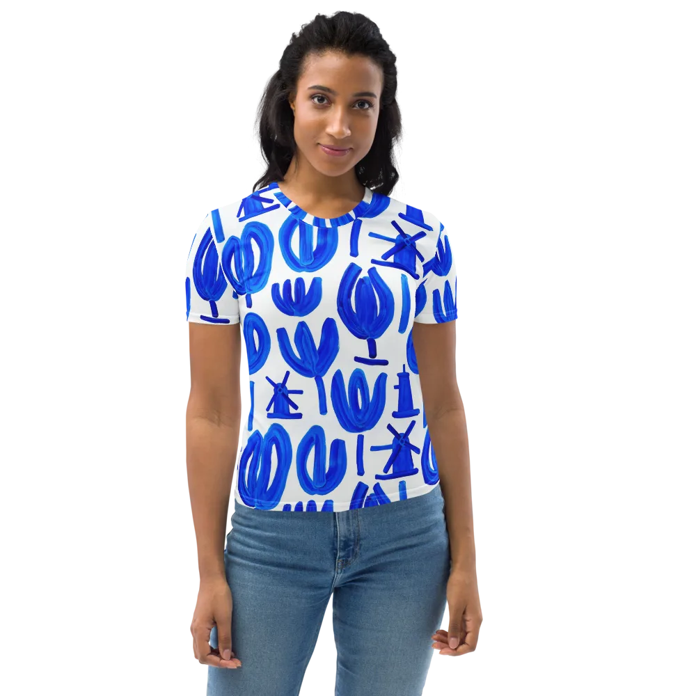 Cobalt Wind Garden on Women's Crew Neck T-Shirt — Front