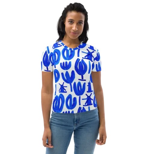Cobalt Wind Garden on a Women's Crew Neck T-Shirt