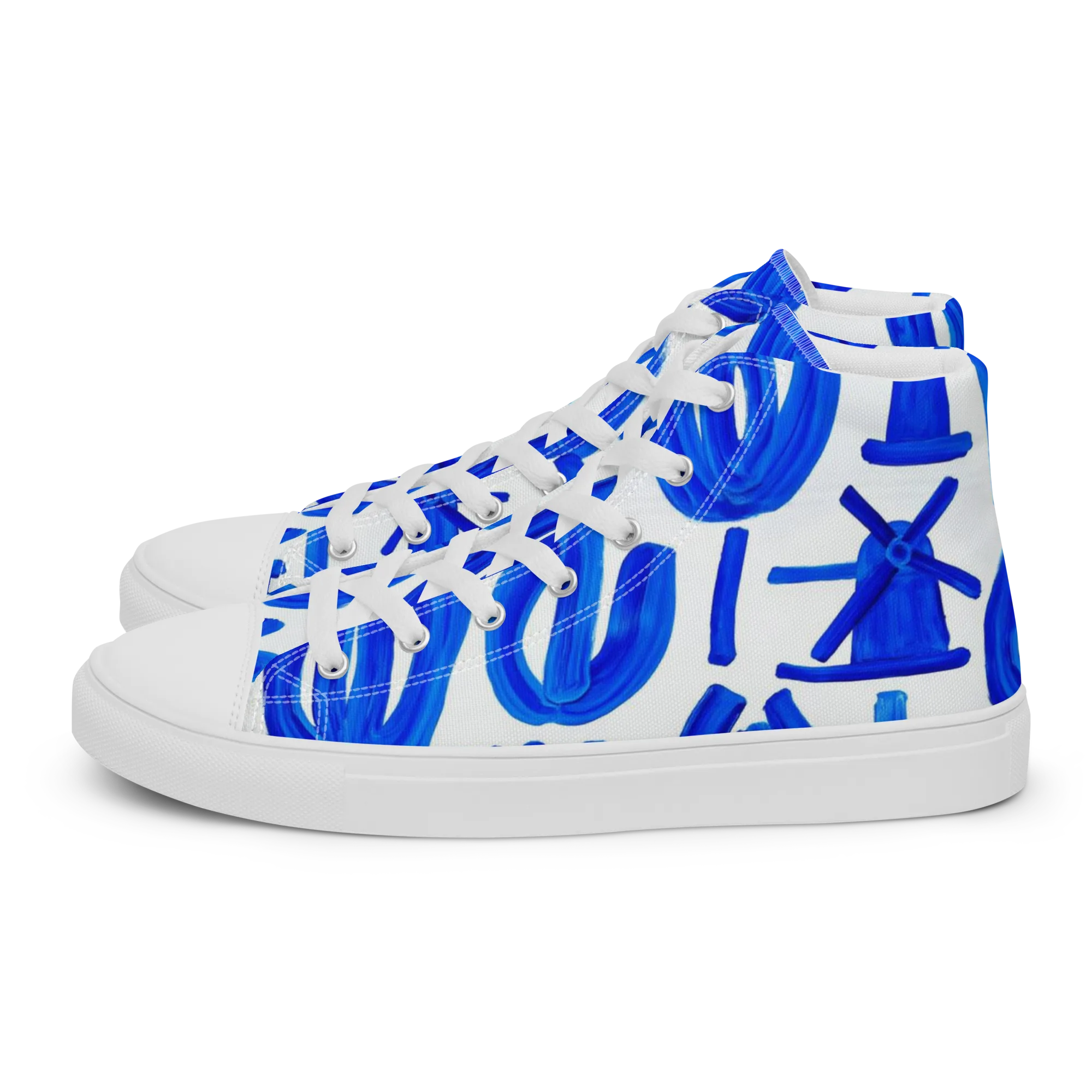 Cobalt Wind Garden on Women's High Top Canvas Shoes — Left