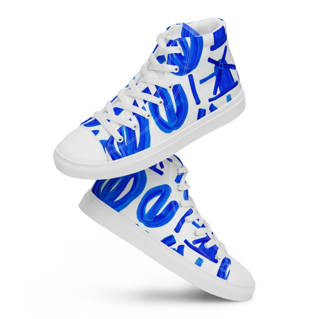 Cobalt Wind Garden on Women's High Top Canvas Shoes — Front