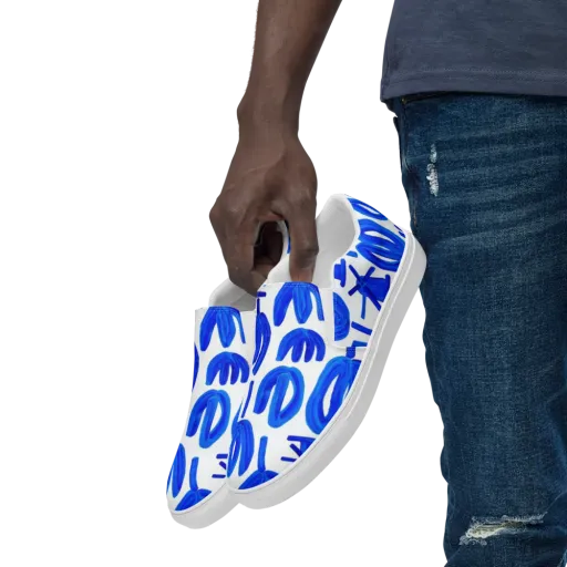 Cobalt Wind Garden on a Men's Slip-On Canvas Shoes
