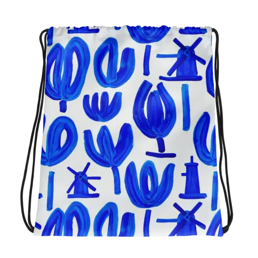Cobalt Wind Garden on a Drawstring Bag