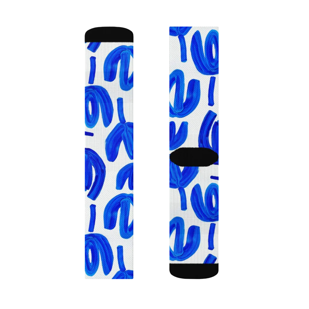 Cobalt Wind Garden on Socks — Right Sock