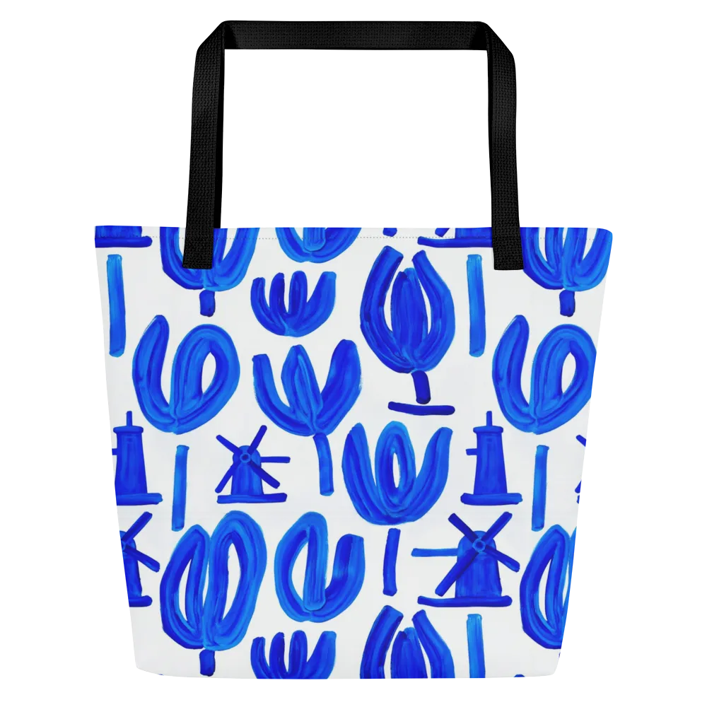Cobalt Wind Garden on Large Tote Bag W/ Pocket — Front