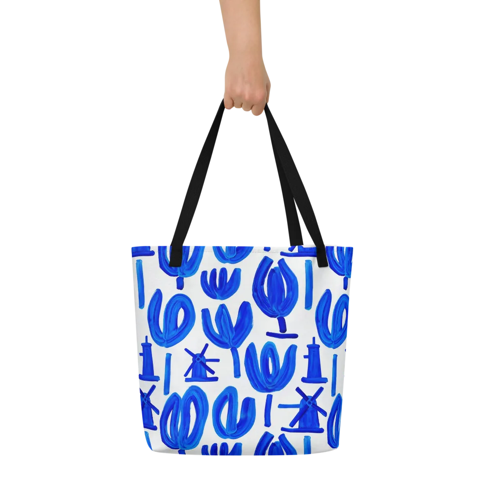 Cobalt Wind Garden on Large Tote Bag W/ Pocket — Front