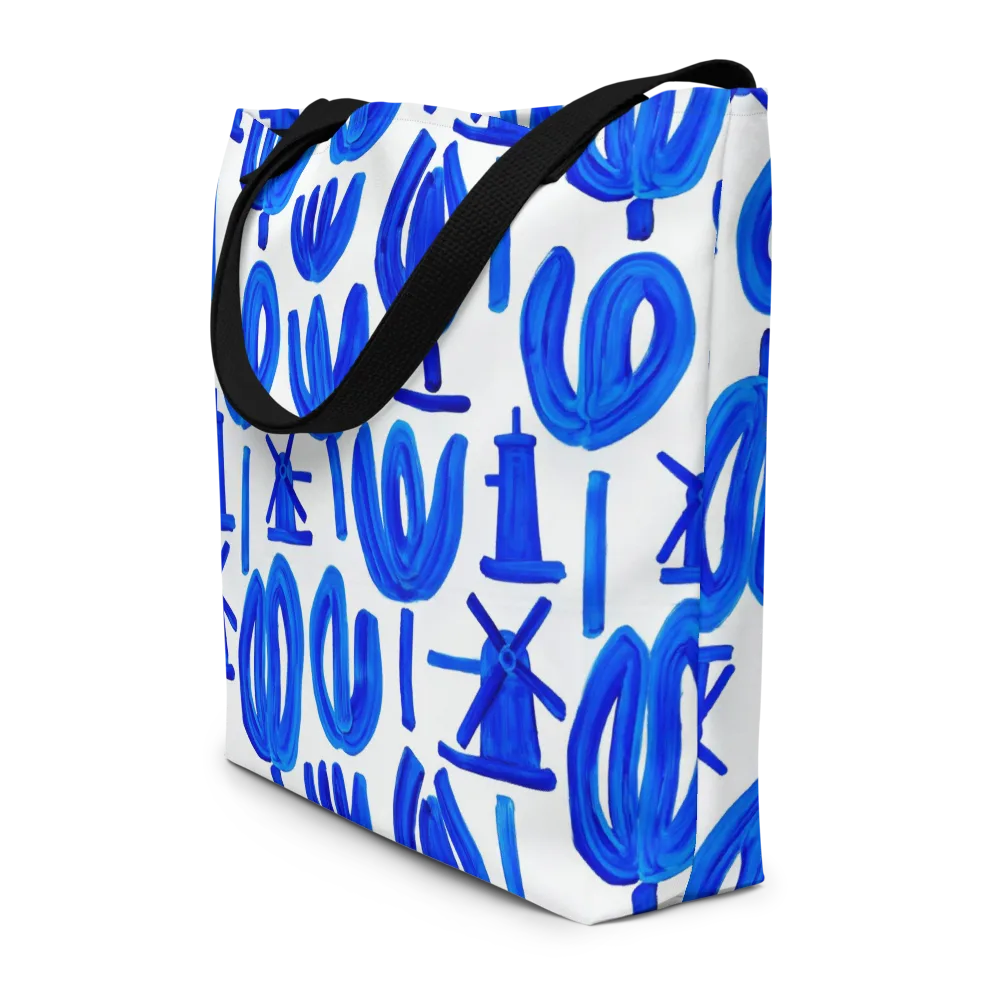 Cobalt Wind Garden on Large Tote Bag W/ Pocket — Front