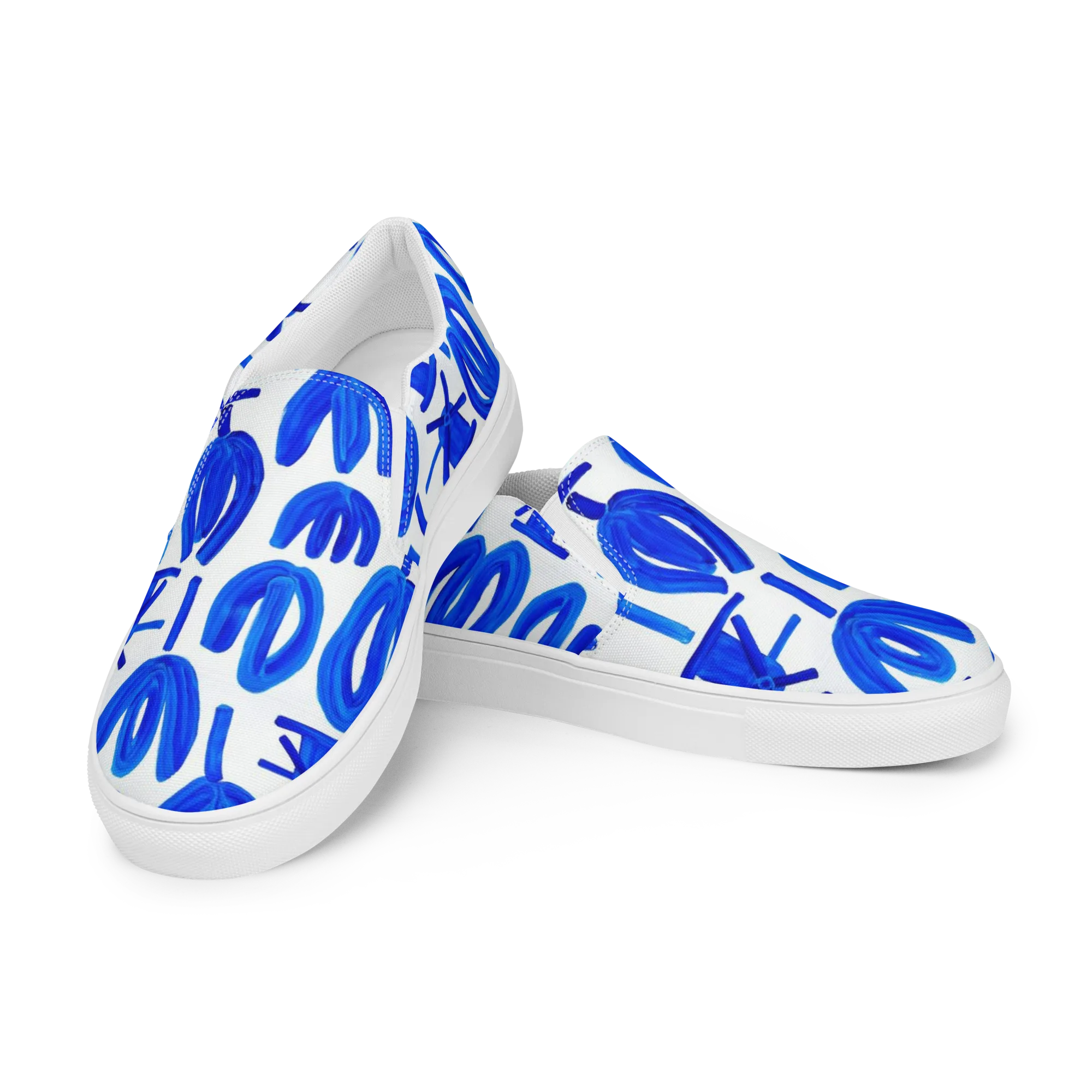 Cobalt Wind Garden on Women's Slip-On Canvas Shoes — Left Front