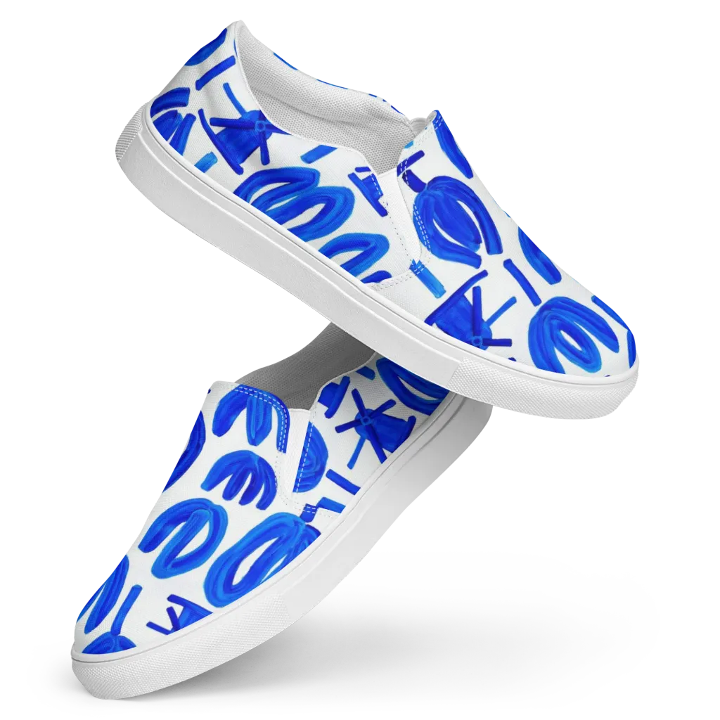 Cobalt Wind Garden on Women's Slip-On Canvas Shoes — Front