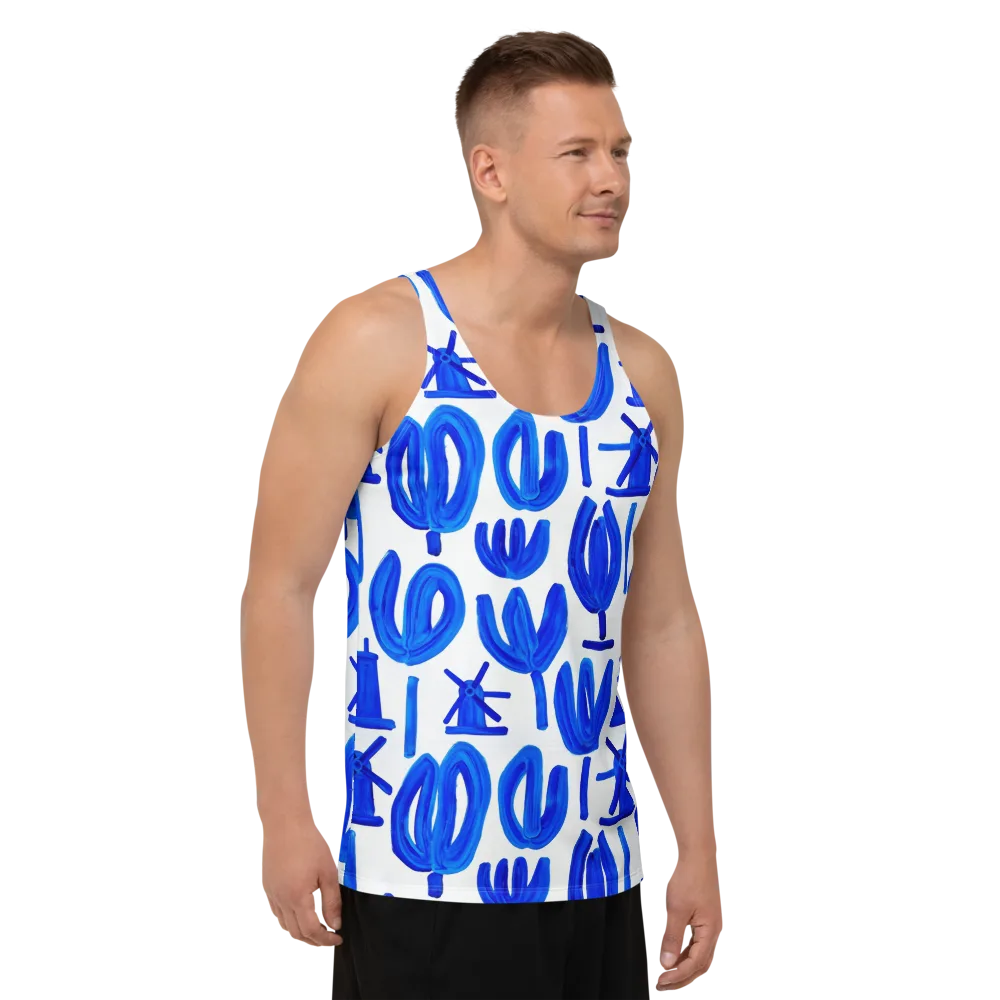 Cobalt Wind Garden on Men's Tank Top — Right Front