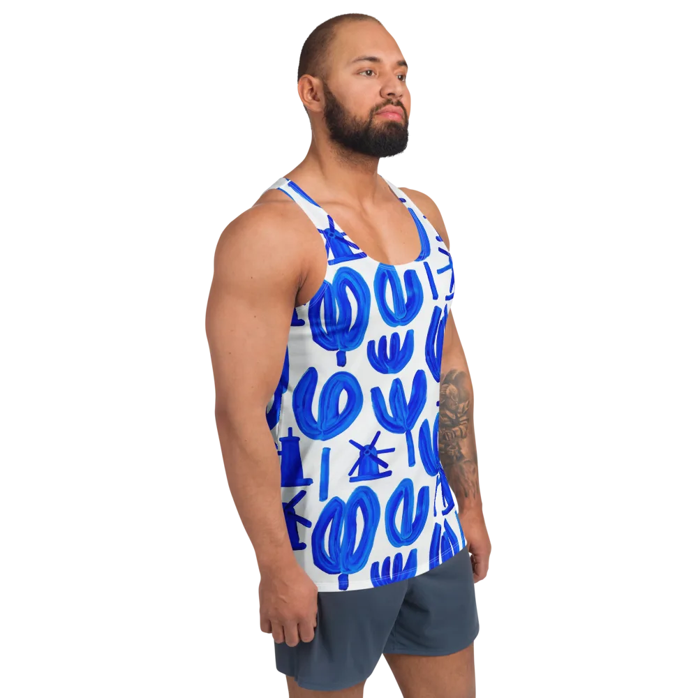Cobalt Wind Garden on Men's Tank Top — Right Front