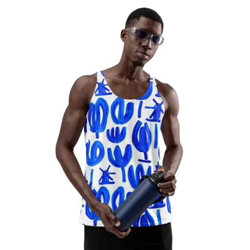 Cobalt Wind Garden on a Men's Tank Top