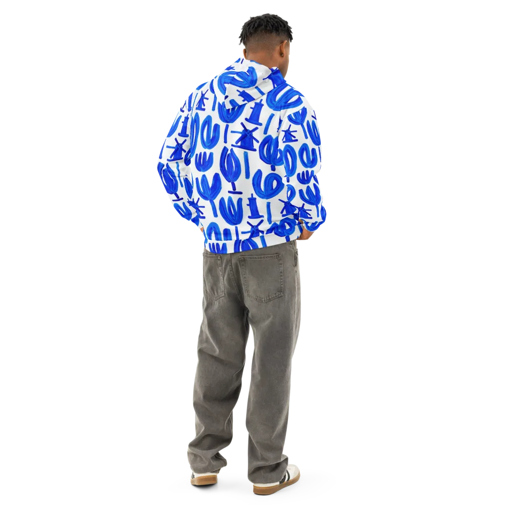 Cobalt Wind Garden on Cotton Hoodie — Back