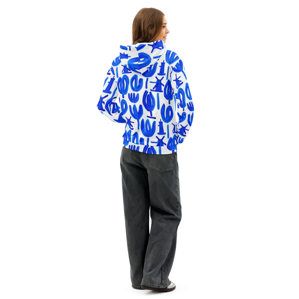 Cobalt Wind Garden on Cotton Hoodie — Back