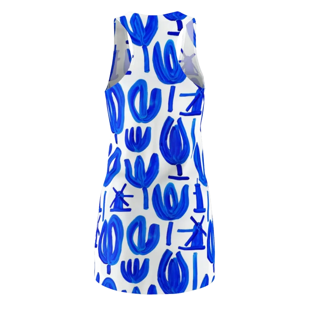 Cobalt Wind Garden on Racerback Dress — Back