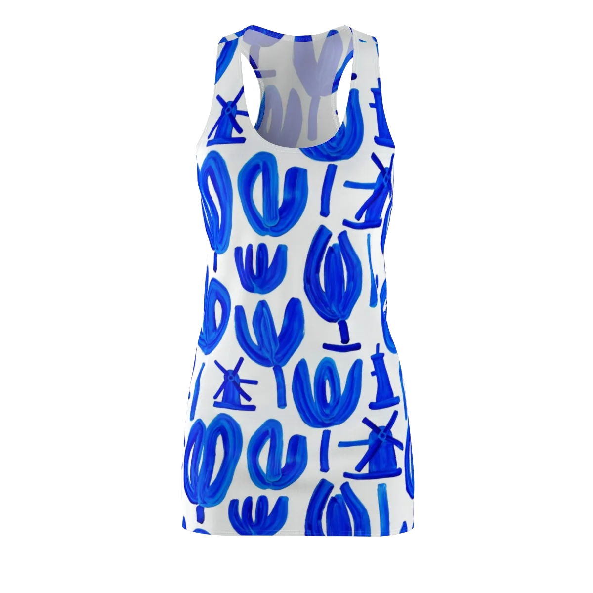 Cobalt Wind Garden on Racerback Dress — Front