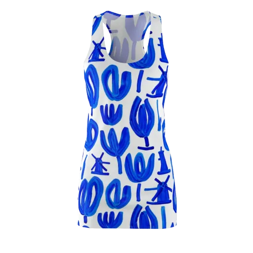 Cobalt Wind Garden on a Racerback Dress