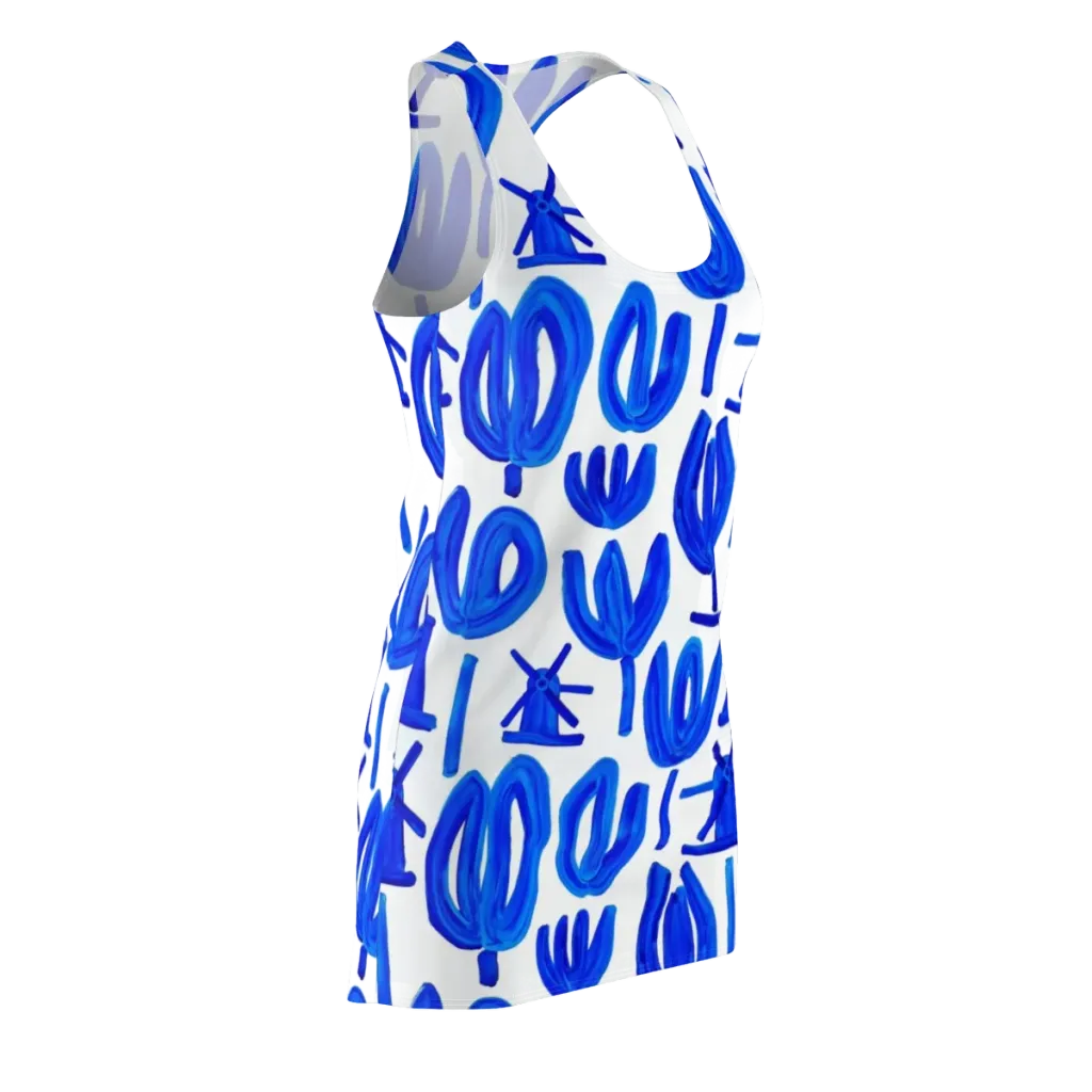 Cobalt Wind Garden on Racerback Dress — Front Side