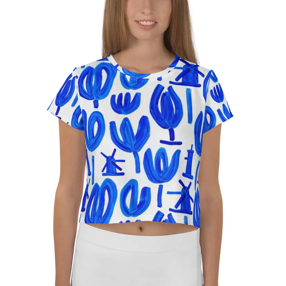 Cobalt Wind Garden on Crop Tee — Front