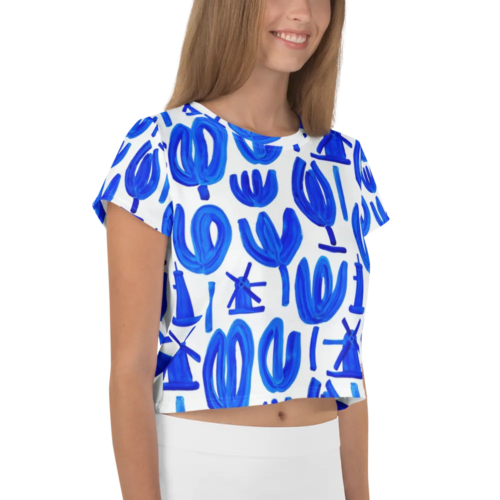 Cobalt Wind Garden on Crop Tee — Right