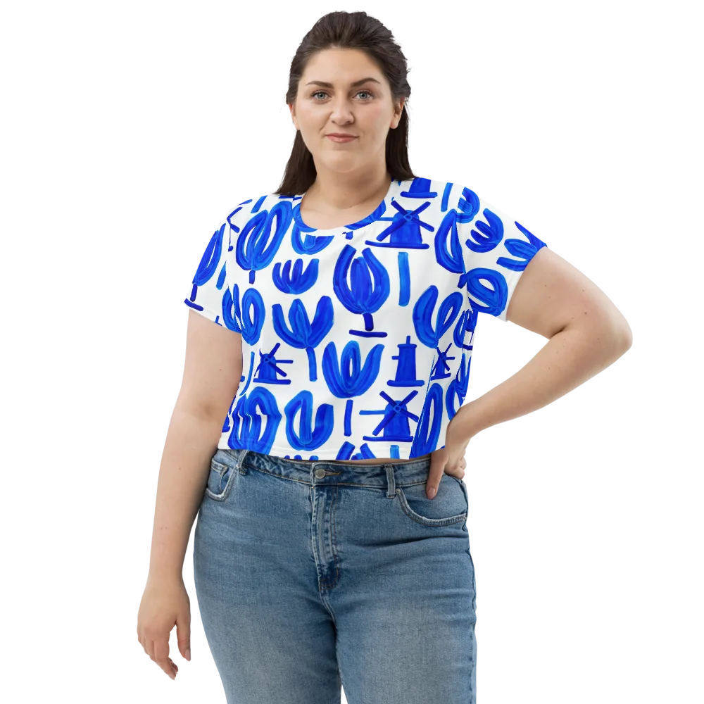 Cobalt Wind Garden on Crop Tee — Front