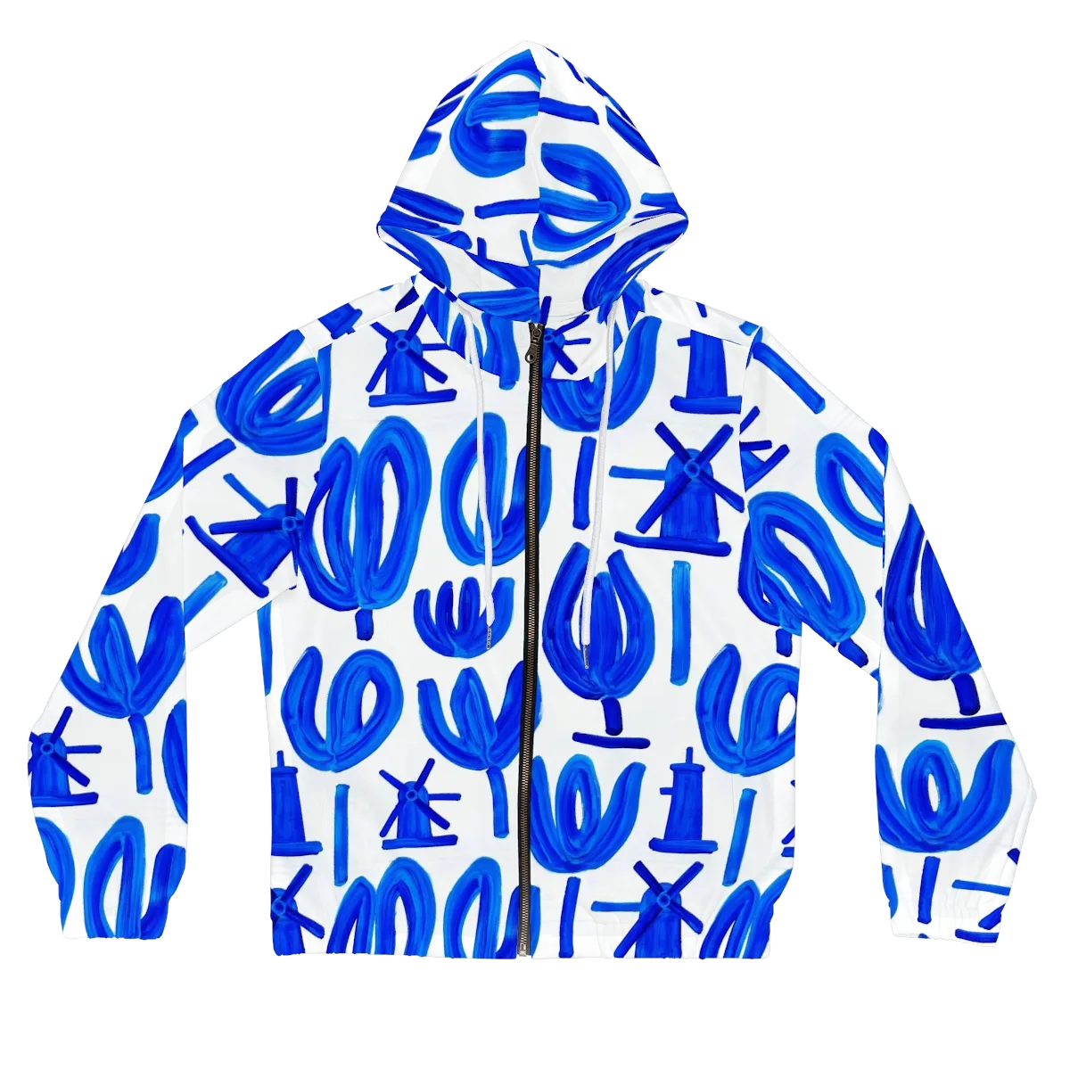 Cobalt Wind Garden on Women's Full-Zip Hoodie — Front