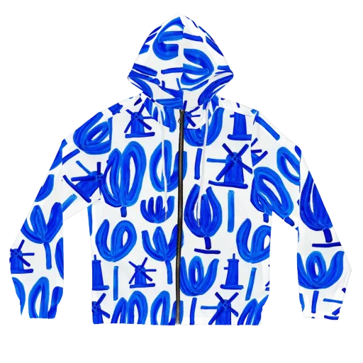 Cobalt Wind Garden on a Women's Full-Zip Hoodie