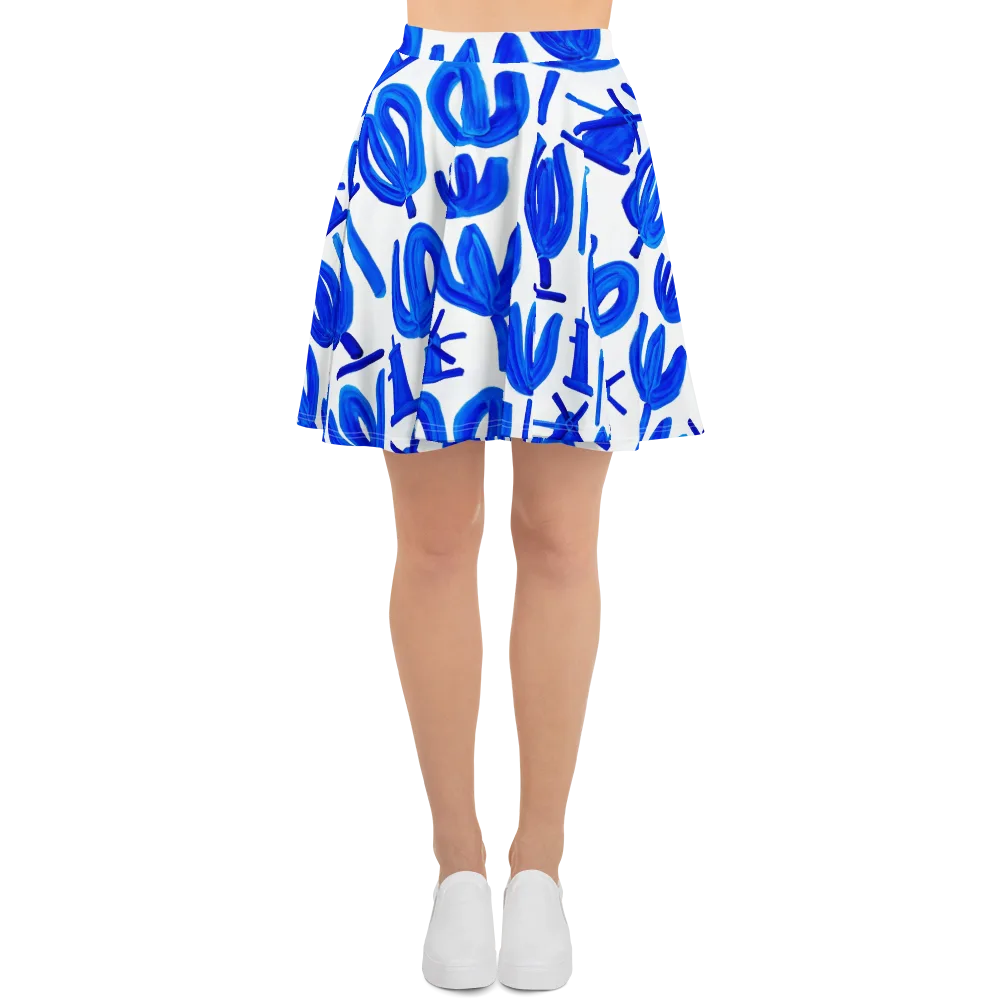 Cobalt Wind Garden on Skater Skirt — Front