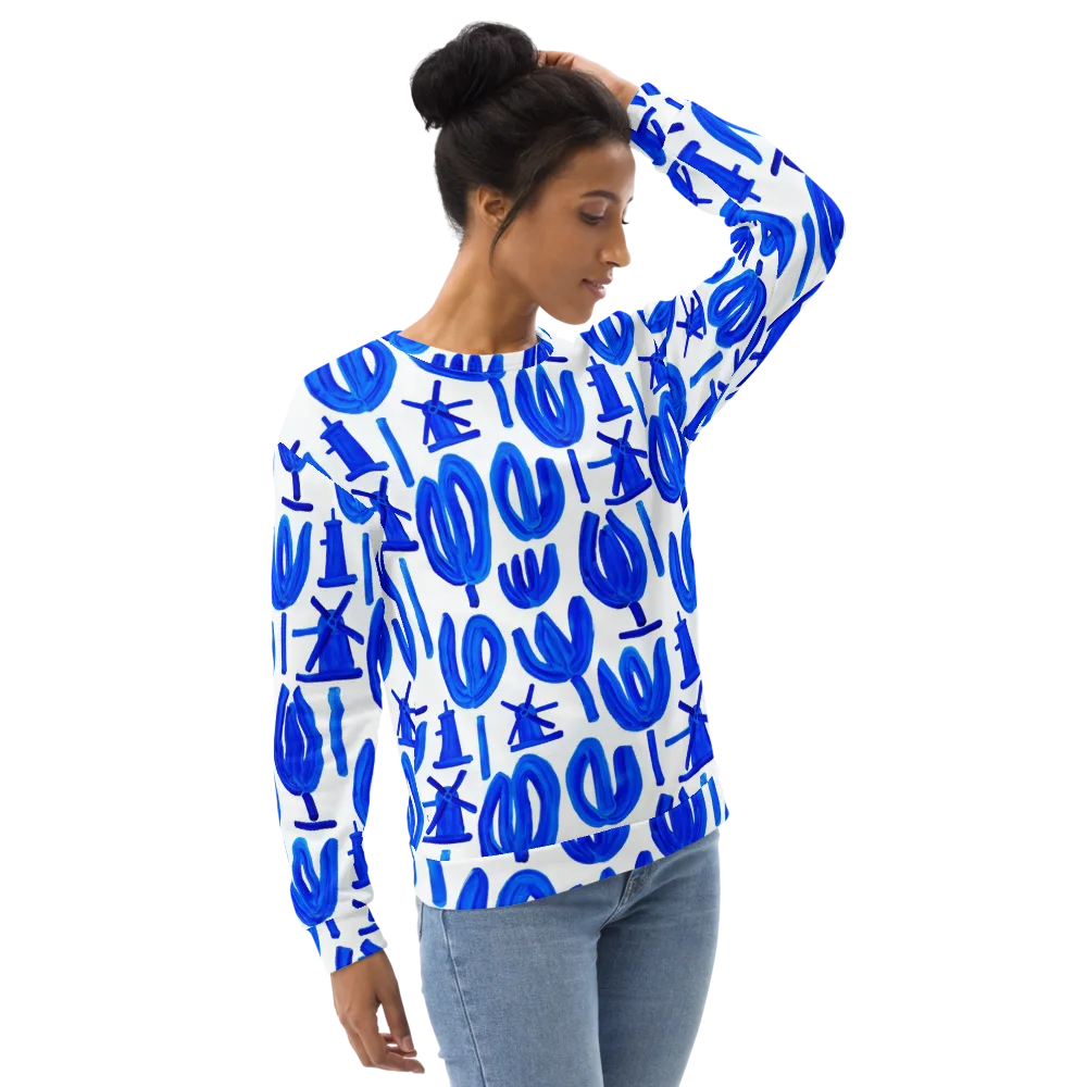 Cobalt Wind Garden on Sweatshirt — Right Front