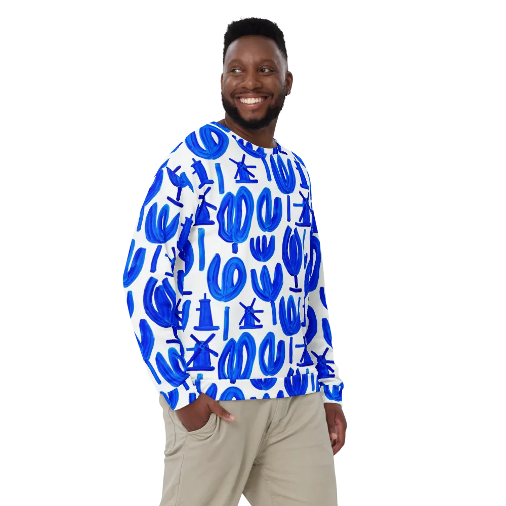 Cobalt Wind Garden on Sweatshirt — Front