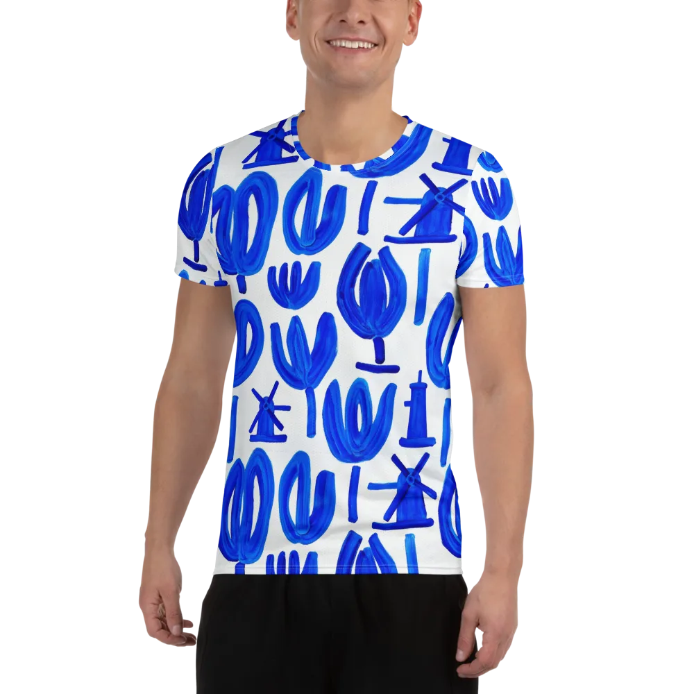 Cobalt Wind Garden on Men's Athletic T-Shirt — Front