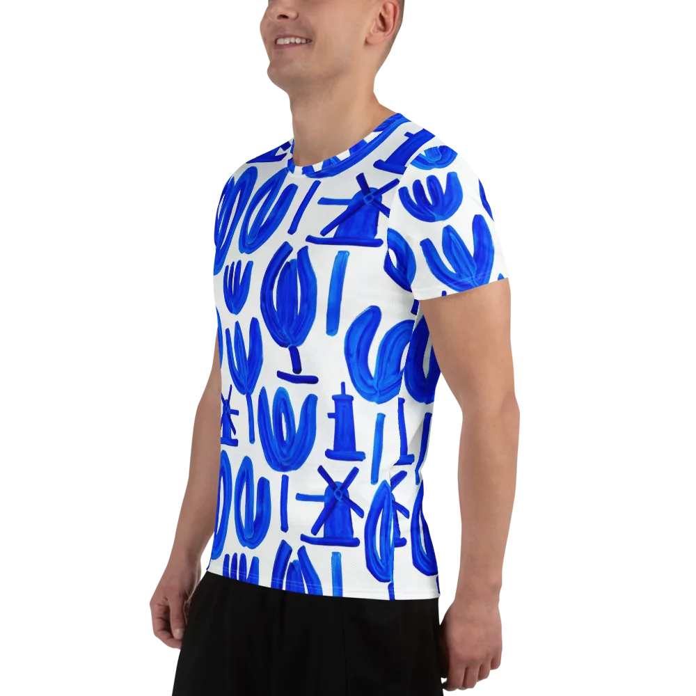 Cobalt Wind Garden on Men's Athletic T-Shirt — Left