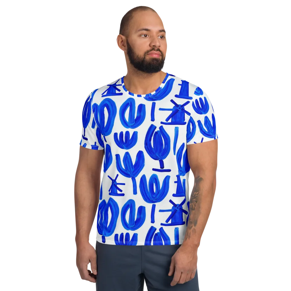 Cobalt Wind Garden on Men's Athletic T-Shirt — Front