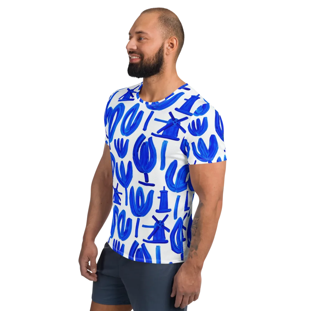 Cobalt Wind Garden on Men's Athletic T-Shirt — Left