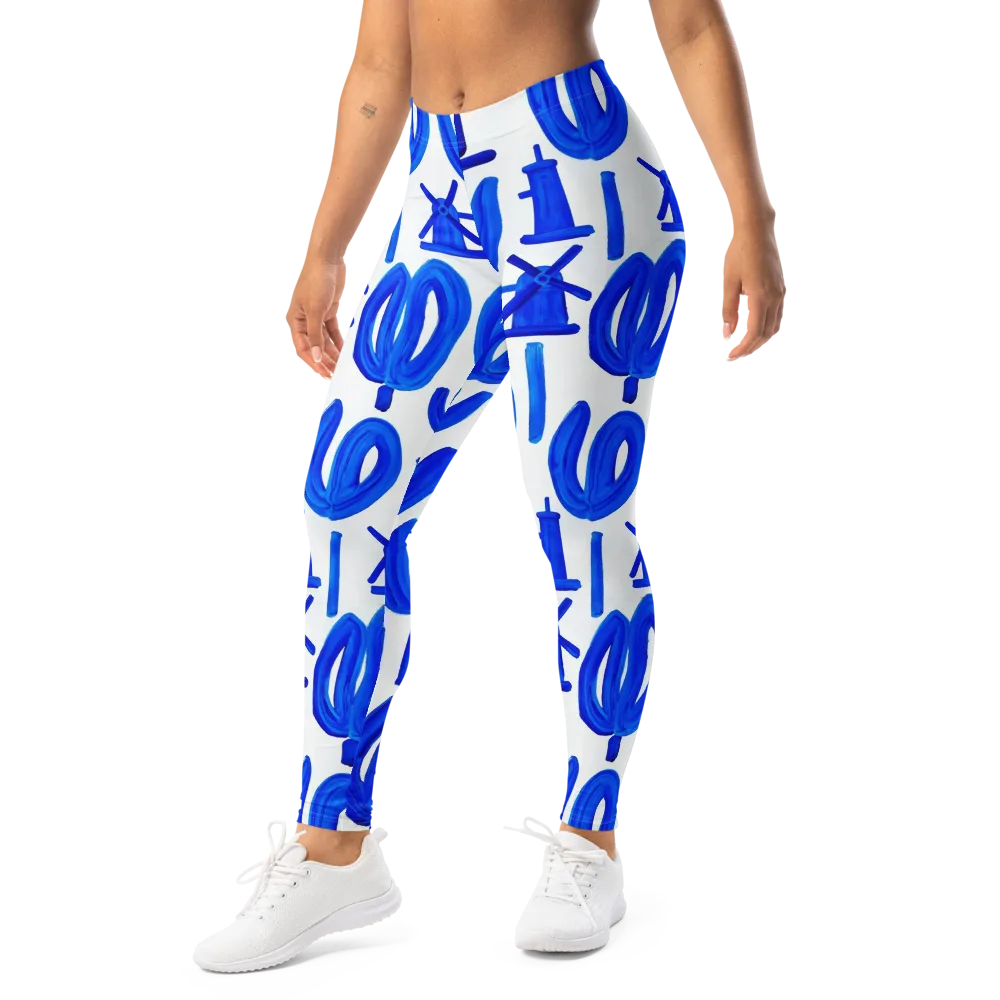 Cobalt Wind Garden on Leggings — Left Front