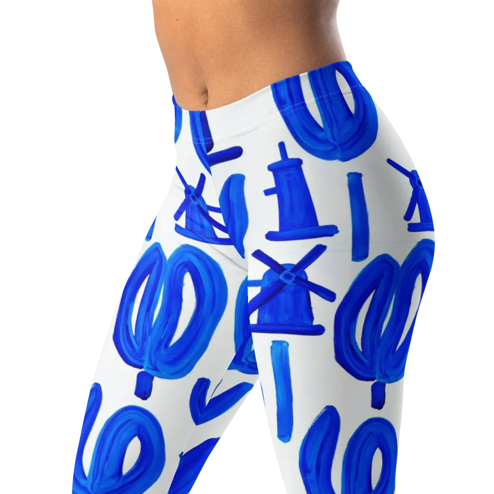 Cobalt Wind Garden on Leggings — Left Front