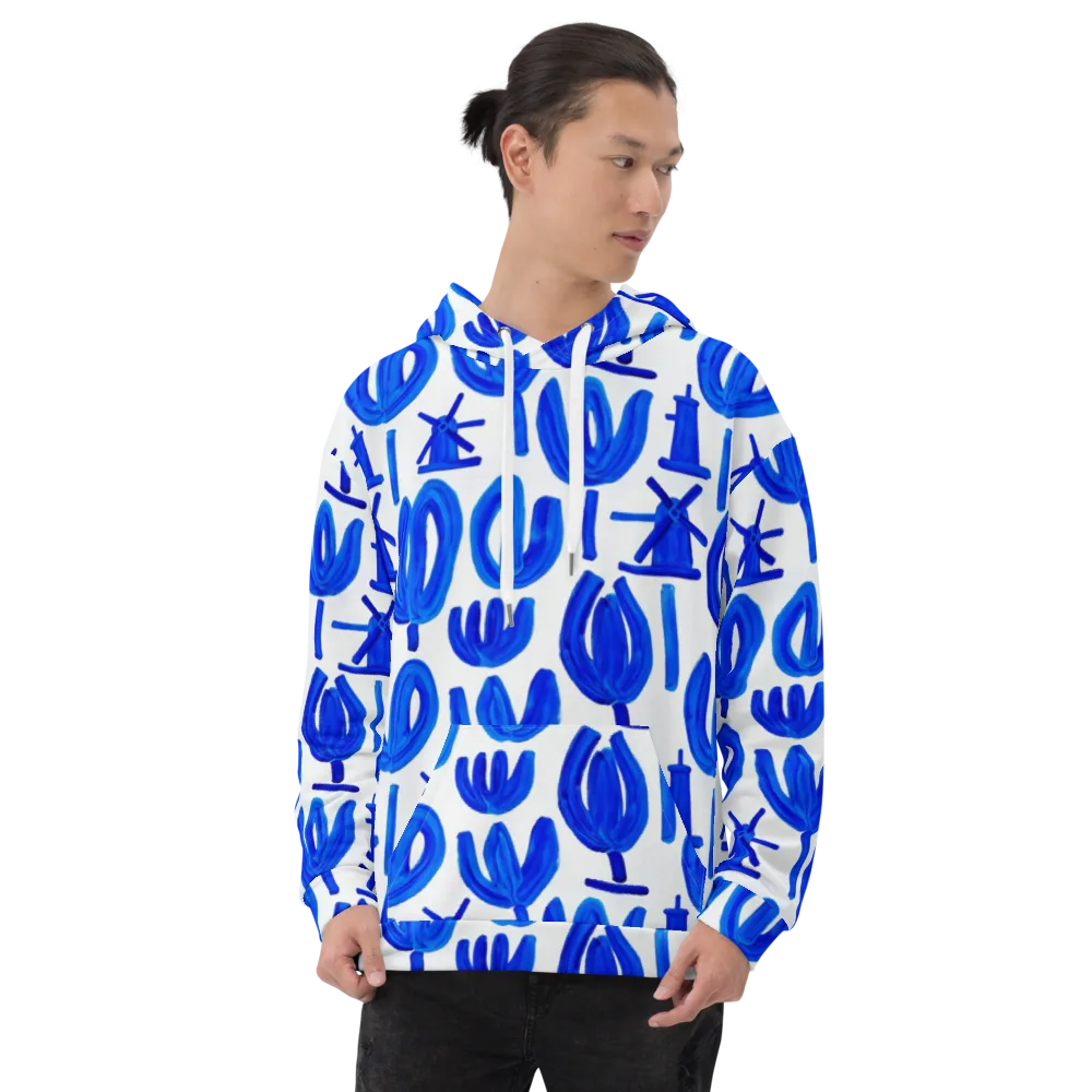 Cobalt Wind Garden on Hoodie — Front