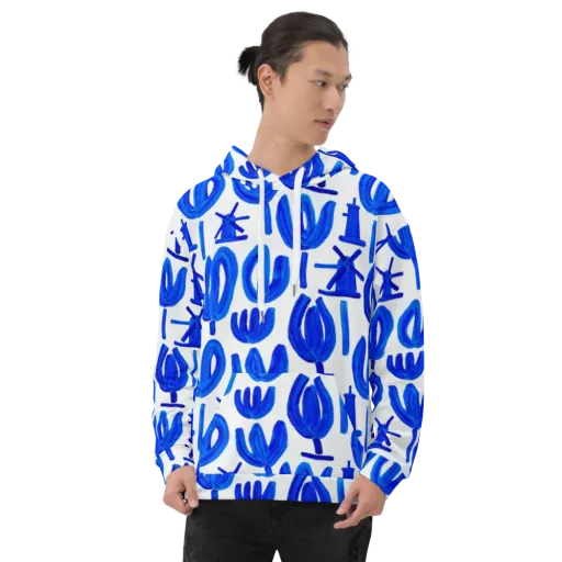Cobalt Wind Garden on a Hoodie