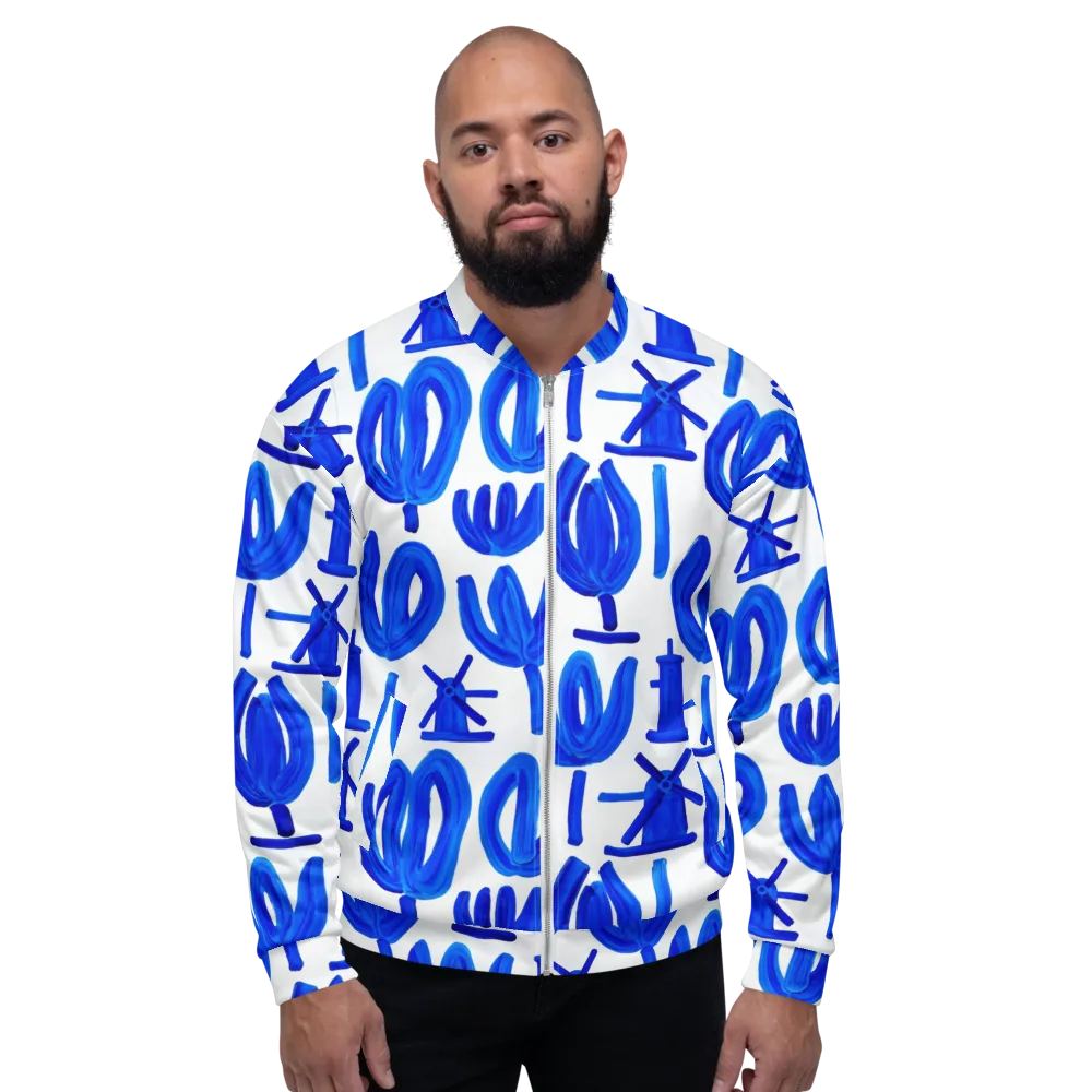 Cobalt Wind Garden on Bomber Jacket — Front